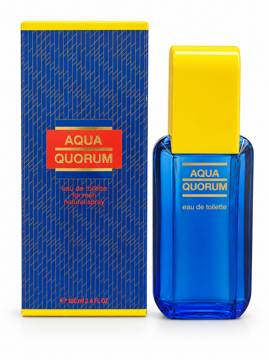 Aqua Quorum Eau de Toilette for Men 100 ml bottle and box