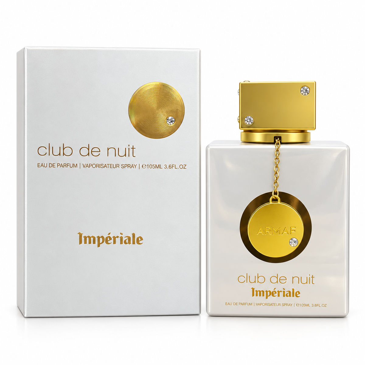 Armaf Club de Nuit Imperiale 105 ml perfume bottle and box on white
