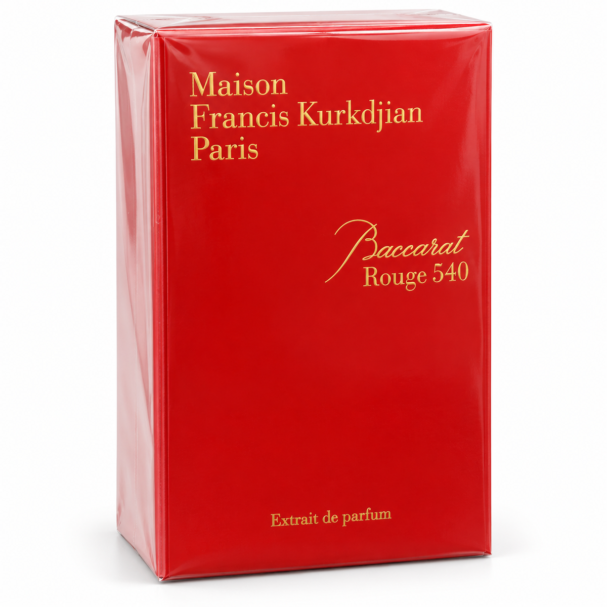 Baccarat Rouge 540 sealed red box on white background