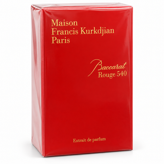 Baccarat Rouge 540 sealed red box on white background