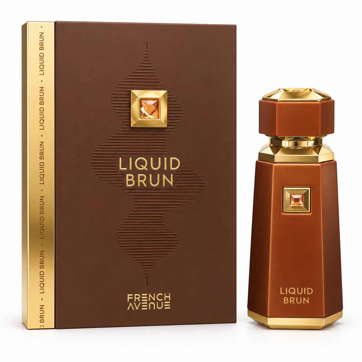 French Avenue Liquid Brun bottle and box on a white background
