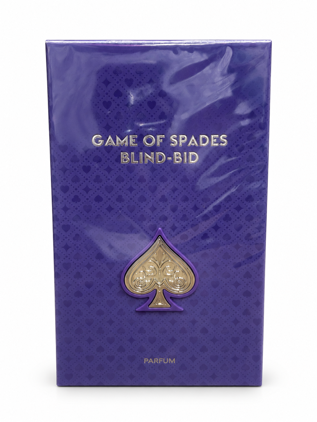 Game of Spades Blind-Bid Parfum purple box on a white background