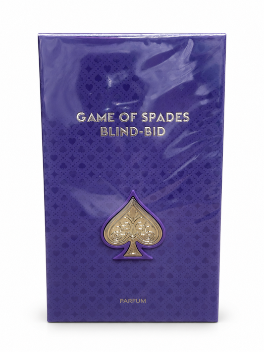 Game of Spades Blind-Bid Parfum purple box on a white background