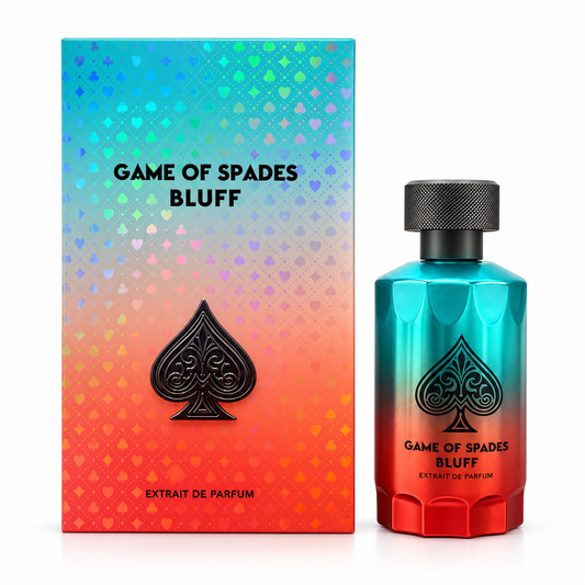 Game of Spades Bluff Extrait de Parfum bottle and box on white background