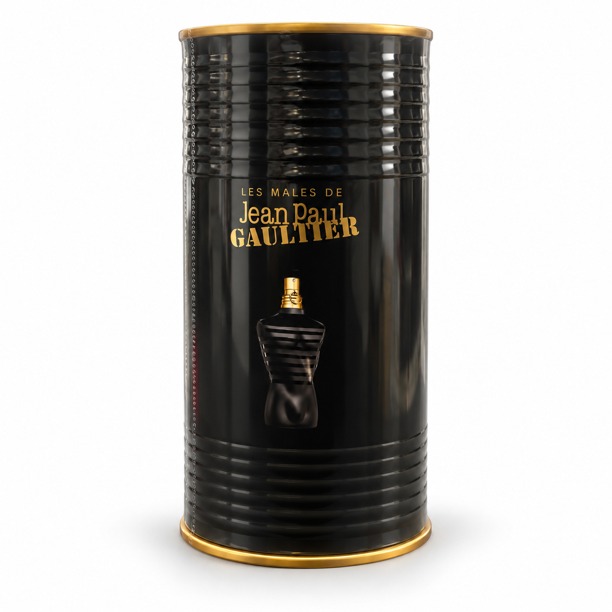 Jean Paul Gaultier Le Male Le Parfum 4.2 oz reverse packaging on white background