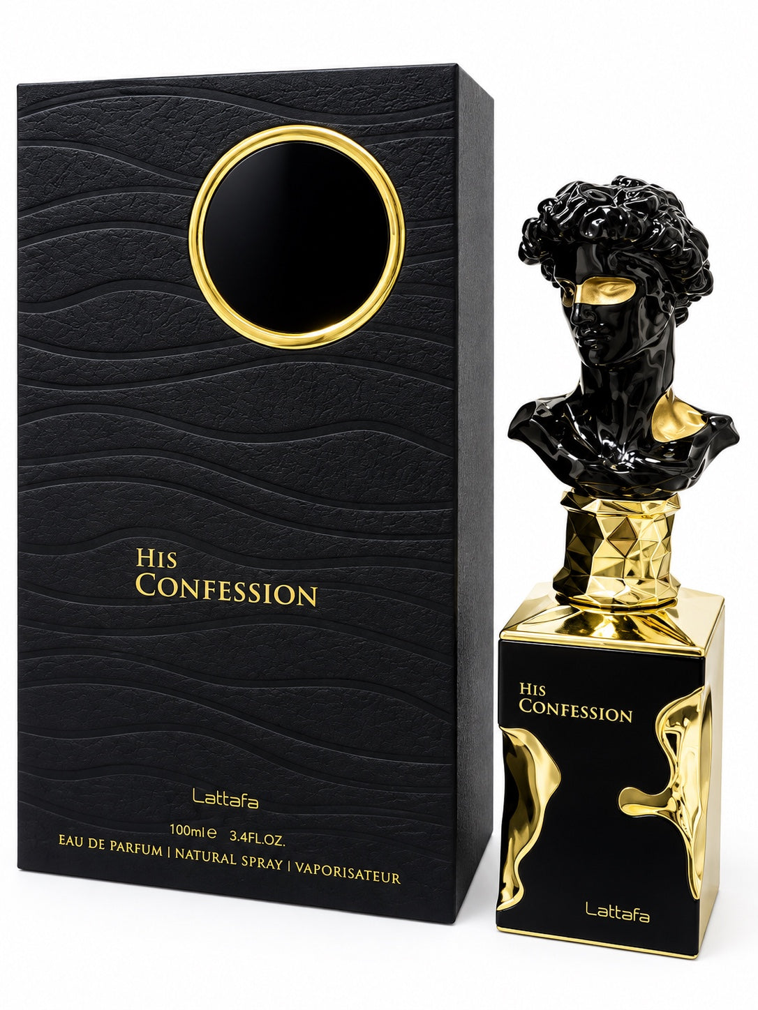 Lattafa His Confession Eau de Parfum 100ml box and bottle