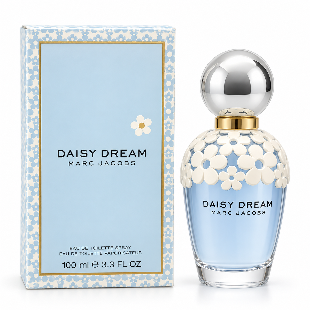 Marc Jacobs Daisy Dream Eau de Toilette 100 ml bottle and box on white background