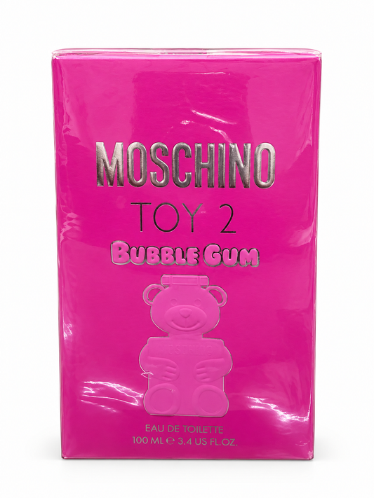Moschino Toy 2 Bubble Gum Eau de Toilette pink box on a white background